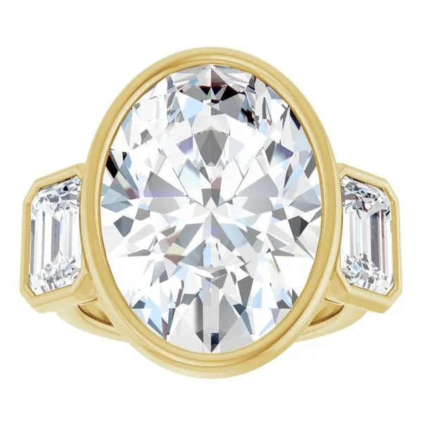 Bezel-Set Three-Stone Engagement Ring Image 3 JF Jones Jewelers Rochester, NY