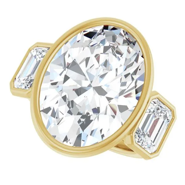 Bezel-Set Three-Stone Engagement Ring Image 5 Shipley's Fine Jewelry Hampstead, MD