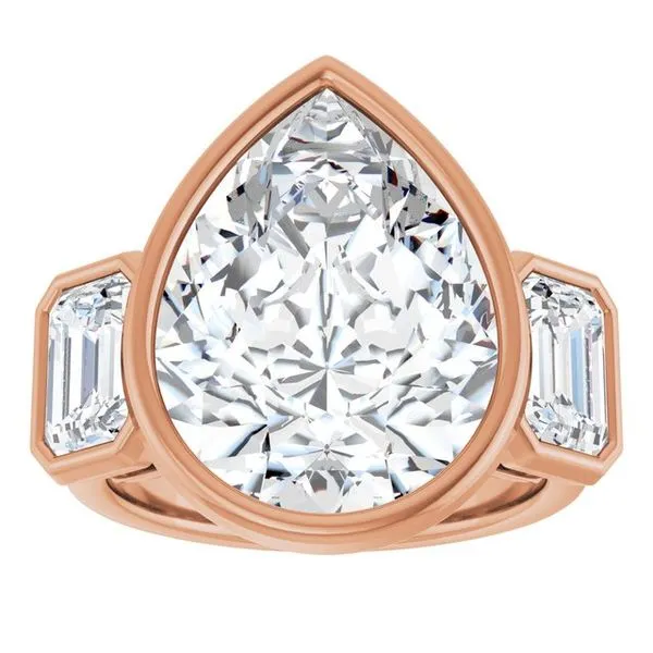 Bezel-Set Three-Stone Engagement Ring Image 3 Futer Bros Jewelers York, PA