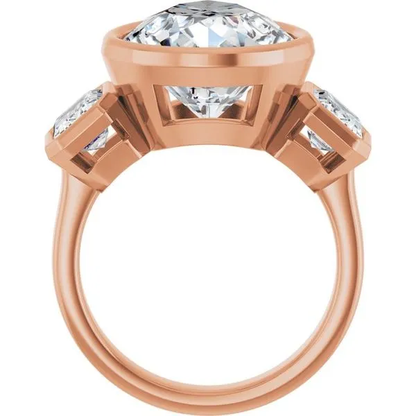 Bezel-Set Three-Stone Engagement Ring Image 2 Vulcan's Forge LLC KANSAS CITY, MO