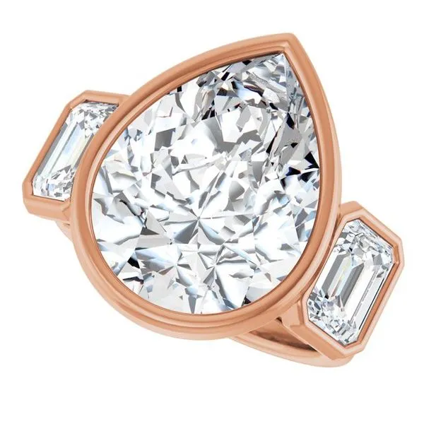 Bezel-Set Three-Stone Engagement Ring Image 5 Hudson Valley Goldsmith New Paltz, NY