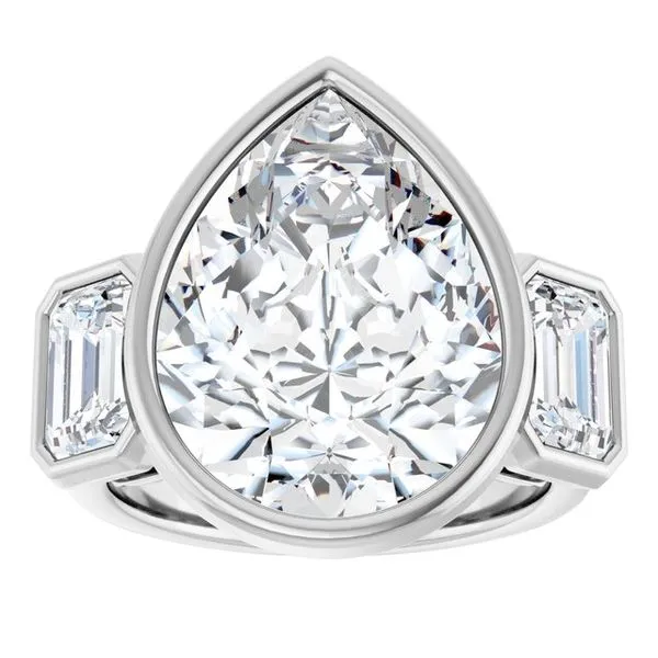 Bezel-Set Three-Stone Engagement Ring Image 3 Northwood Jewelers Northwood, OH