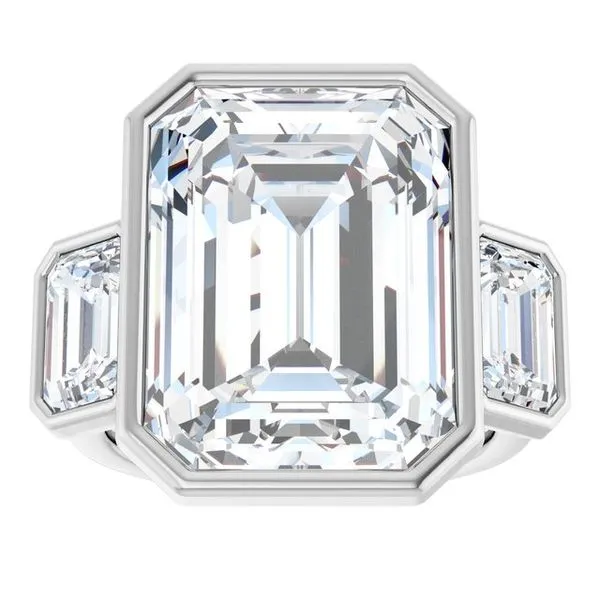 Bezel-Set Three-Stone Engagement Ring Image 3 Don's Jewelry & Design Washington, IA