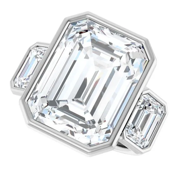 Bezel-Set Three-Stone Engagement Ring Image 5 JF Jones Jewelers Rochester, NY