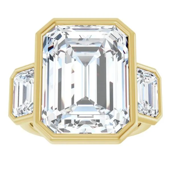 Bezel-Set Three-Stone Engagement Ring Image 3 Don's Jewelry & Design Washington, IA