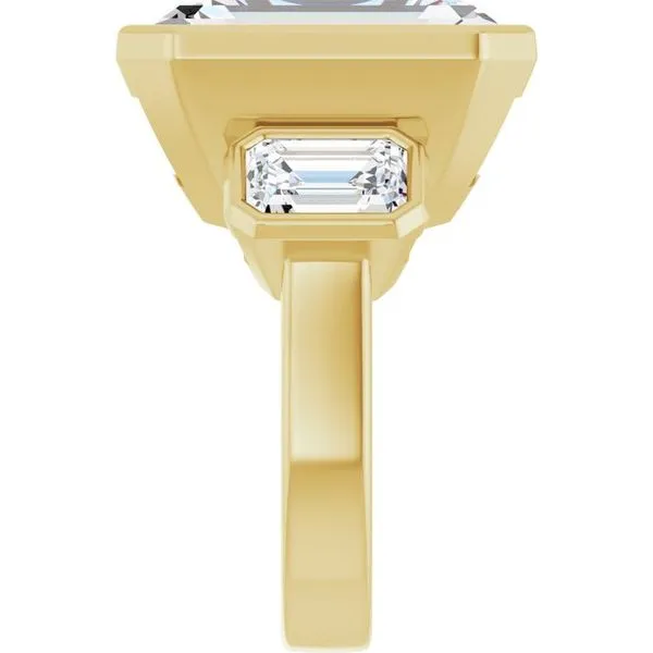 Bezel-Set Three-Stone Engagement Ring Image 4 J. Thomas Jewelers Rochester Hills, MI