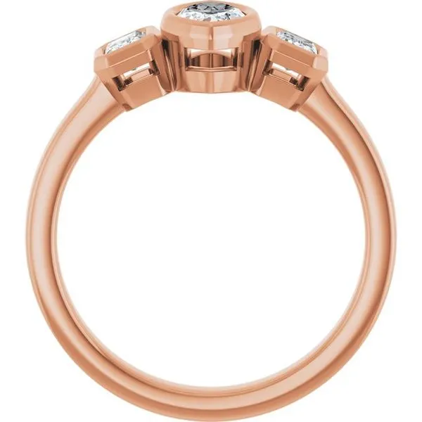 Bezel-Set Three-Stone Engagement Ring Image 2 JF Jones Jewelers Rochester, NY