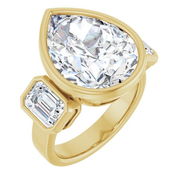 Bezel-Set Three-Stone Engagement Ring