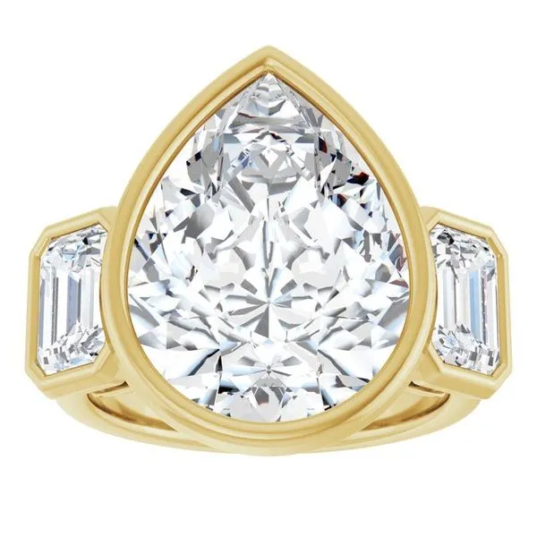 Bezel-Set Three-Stone Engagement Ring Image 3 Hudson Valley Goldsmith New Paltz, NY