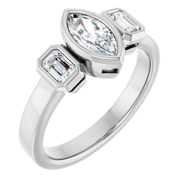 Bezel-Set Three-Stone Engagement Ring