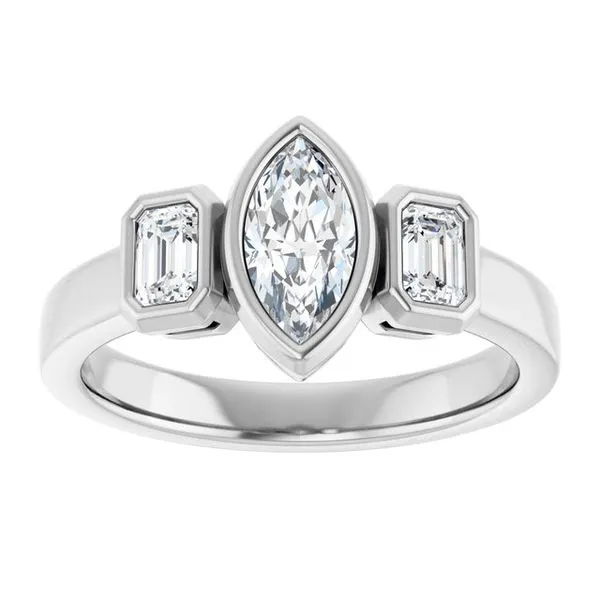 Bezel-Set Three-Stone Engagement Ring Image 3 Futer Bros Jewelers York, PA