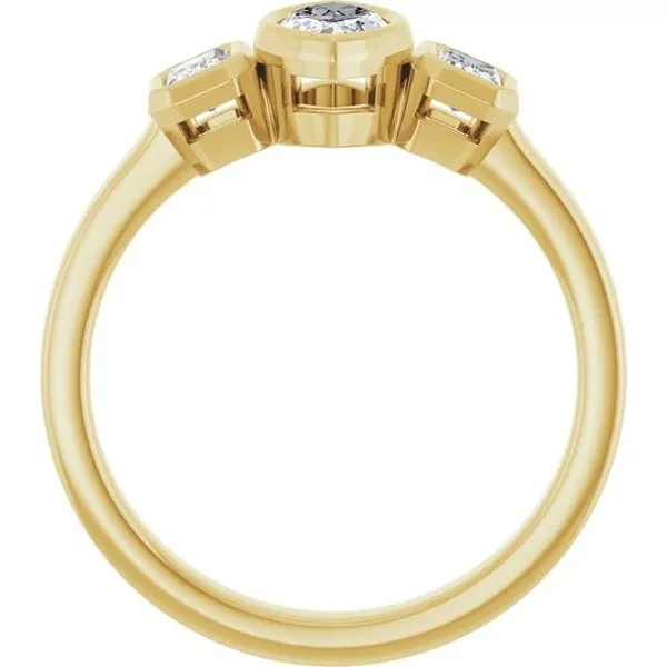 Bezel-Set Three-Stone Engagement Ring Image 2 Austin's Fine Diamonds & Jewelry Lyndhurst, NJ