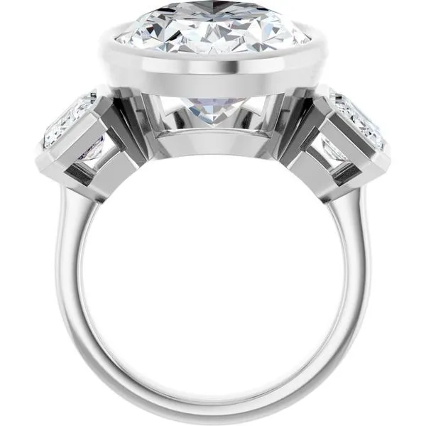 Bezel-Set Three-Stone Engagement Ring Image 2 JF Jones Jewelers Rochester, NY