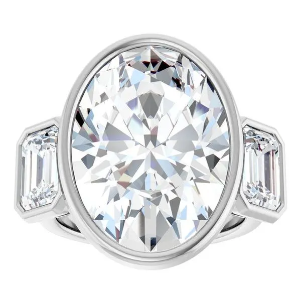 Bezel-Set Three-Stone Engagement Ring Image 3 Clater Jewelers Louisville, KY