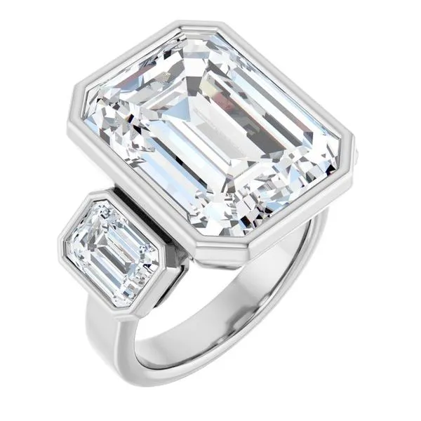 Bezel-Set Three-Stone Engagement Ring JF Jones Jewelers Rochester, NY