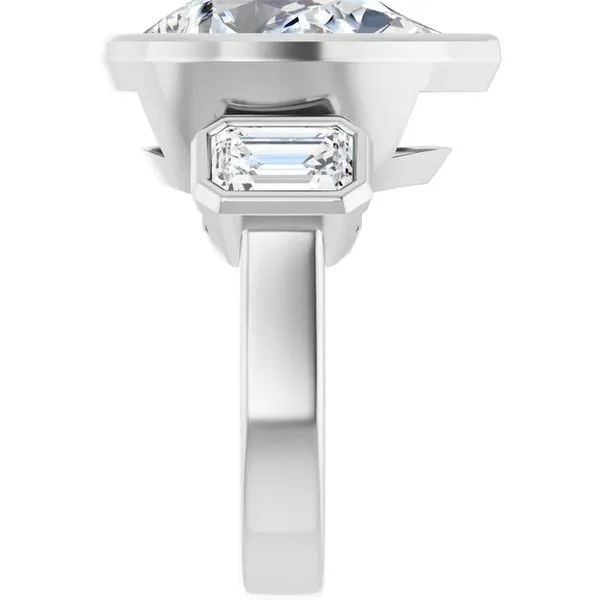 Bezel-Set Three-Stone Engagement Ring Image 4 Don's Jewelry & Design Washington, IA