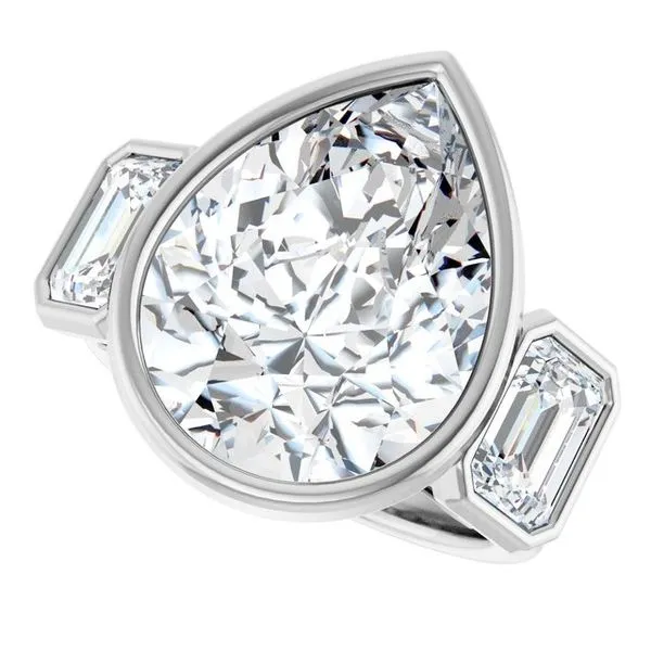 Bezel-Set Three-Stone Engagement Ring Image 5 Raleigh Diamond Fine Jewelry Raleigh, NC