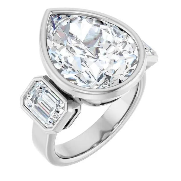 Bezel-Set Three-Stone Engagement Ring Clater Jewelers Louisville, KY