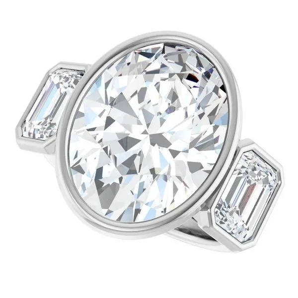 Bezel-Set Three-Stone Engagement Ring Image 5 Paul James Jewelers Angels Camp, CA