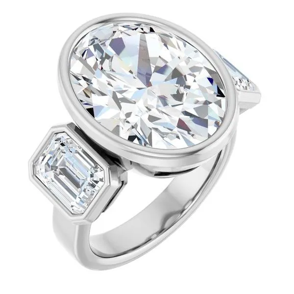 Bezel-Set Three-Stone Engagement Ring The Jewelry Source El Segundo, CA