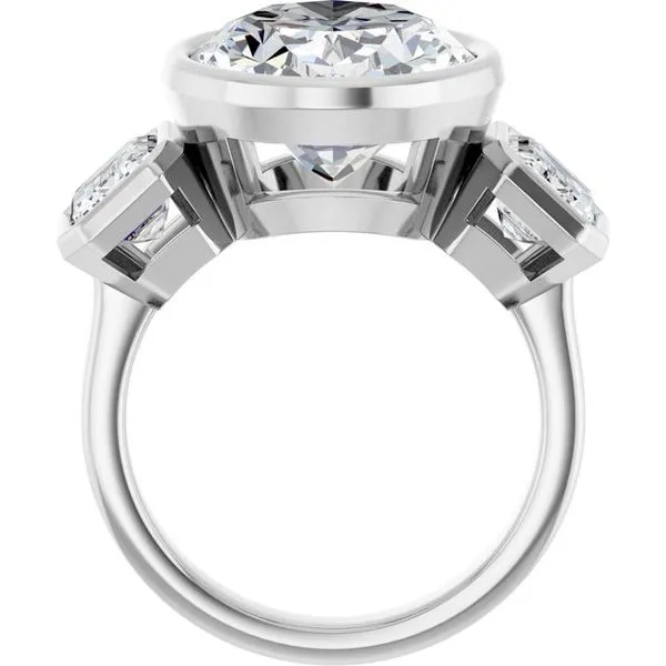 Bezel-Set Three-Stone Engagement Ring Image 2 Stuart Benjamin & Co. Jewelry Designs San Diego, CA