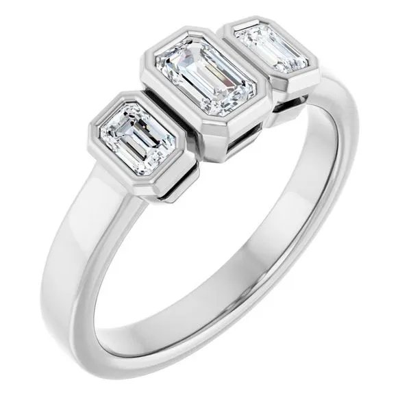 Bezel-Set Three-Stone Engagement Ring J. West Jewelers Round Rock, TX