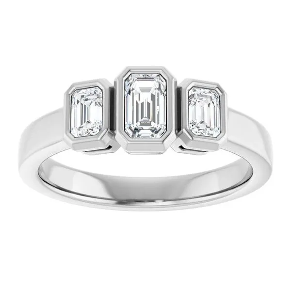 Bezel-Set Three-Stone Engagement Ring Image 3 Don's Jewelry & Design Washington, IA