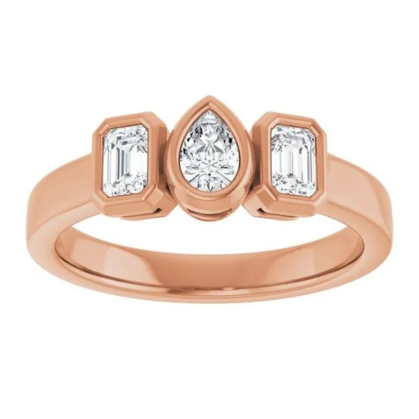 Bezel-Set Three-Stone Engagement Ring Image 3 Clater Jewelers Louisville, KY