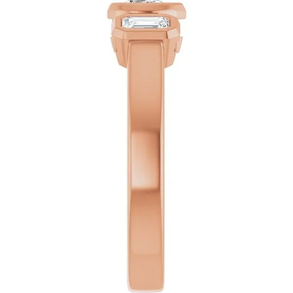 Bezel-Set Three-Stone Engagement Ring Image 4 J. West Jewelers Round Rock, TX