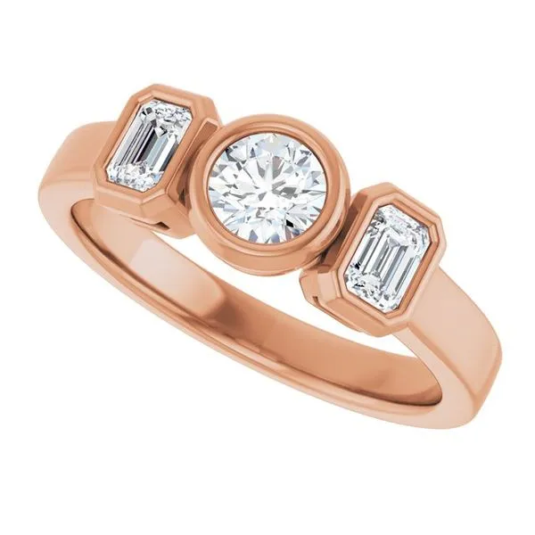 Bezel-Set Three-Stone Engagement Ring Image 5 Natale Jewelers Sewell, NJ