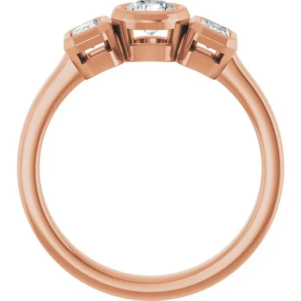 Bezel-Set Three-Stone Engagement Ring Image 2 Stuart Benjamin & Co. Jewelry Designs San Diego, CA