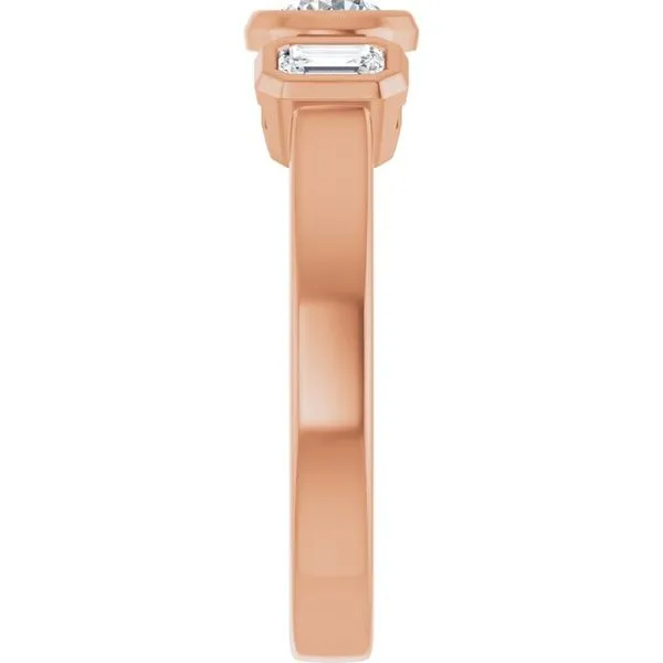 Bezel-Set Three-Stone Engagement Ring Image 4 J. West Jewelers Round Rock, TX