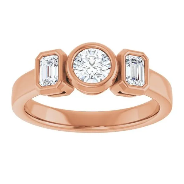 Bezel-Set Three-Stone Engagement Ring Image 3 J. West Jewelers Round Rock, TX