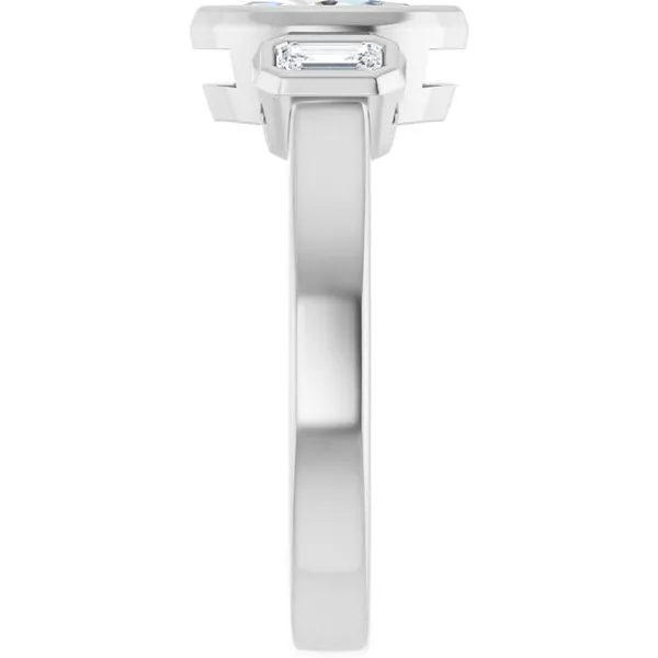 Bezel-Set Three-Stone Engagement Ring Image 4 J. Thomas Jewelers Rochester Hills, MI