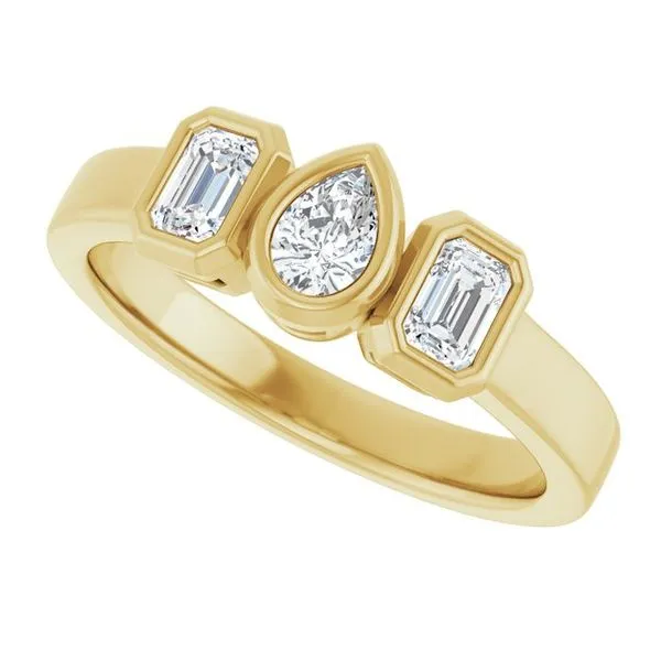 Bezel-Set Three-Stone Engagement Ring Image 5 Futer Bros Jewelers York, PA