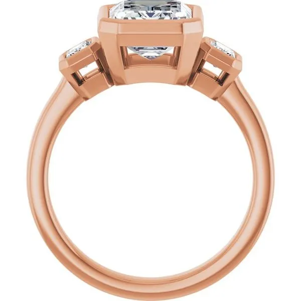 Bezel-Set Three-Stone Engagement Ring Image 2 Stuart Benjamin & Co. Jewelry Designs San Diego, CA