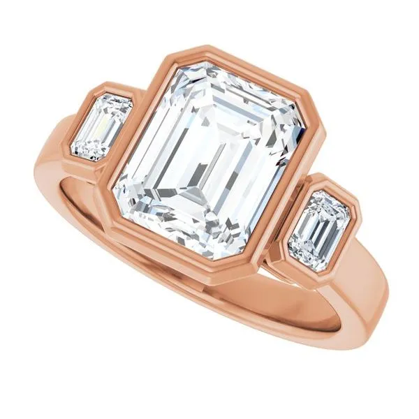 Bezel-Set Three-Stone Engagement Ring Image 5 Stuart Benjamin & Co. Jewelry Designs San Diego, CA