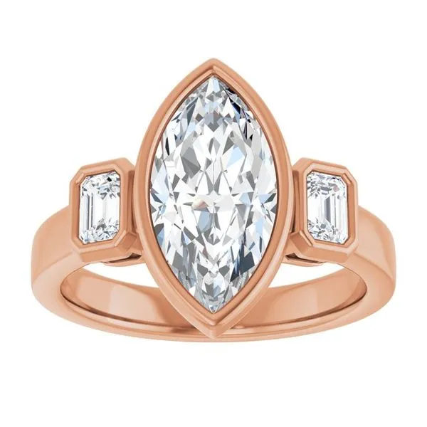 Bezel-Set Three-Stone Engagement Ring Image 3 Don's Jewelry & Design Washington, IA