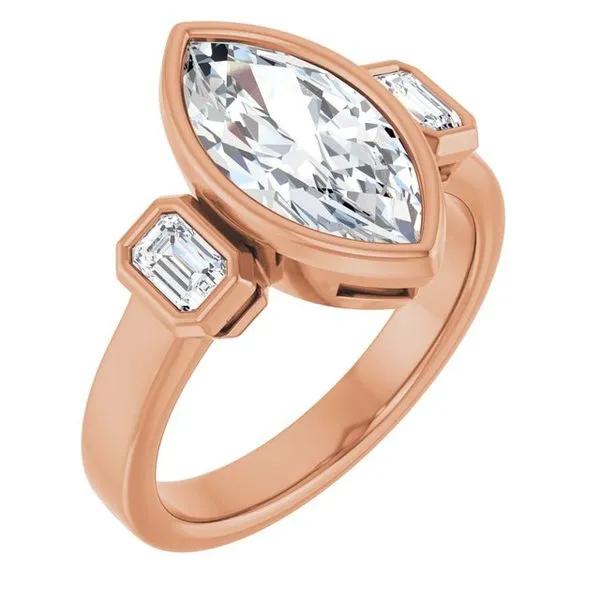 Bezel-Set Three-Stone Engagement Ring Stuart Benjamin & Co. Jewelry Designs San Diego, CA