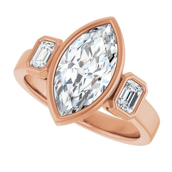 Bezel-Set Three-Stone Engagement Ring Image 5 Natale Jewelers Sewell, NJ