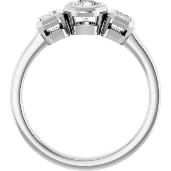 Bezel-Set Three-Stone Engagement Ring Image 2 JF Jones Jewelers Rochester, NY