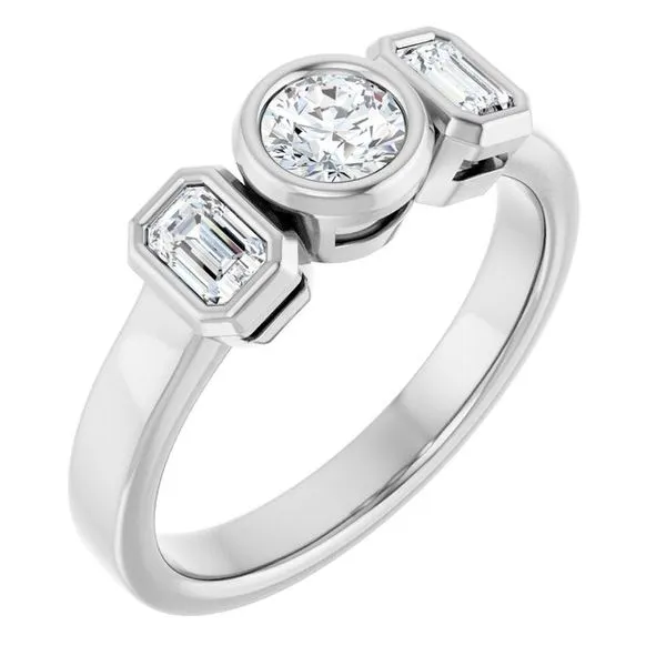 Bezel-Set Three-Stone Engagement Ring Vulcan's Forge LLC KANSAS CITY, MO