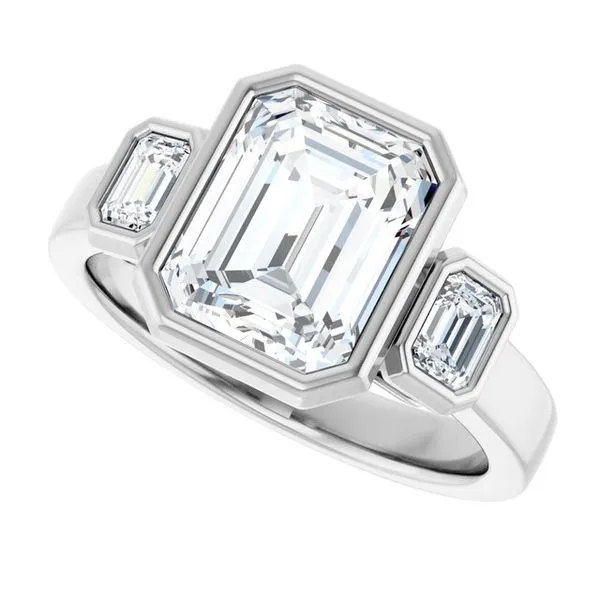 Bezel-Set Three-Stone Engagement Ring Image 5 Don's Jewelry & Design Washington, IA