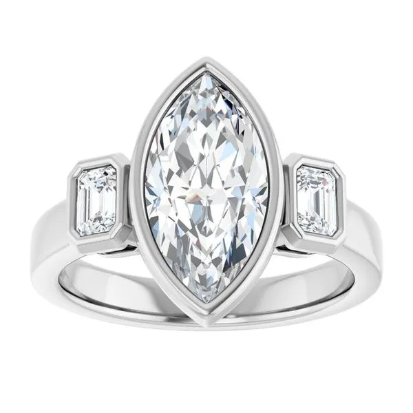 Bezel-Set Three-Stone Engagement Ring Image 3 Jimmy Smith Jewelers Decatur, AL