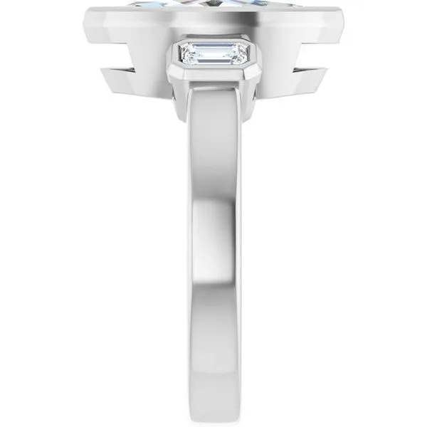 Bezel-Set Three-Stone Engagement Ring Image 4 J. Thomas Jewelers Rochester Hills, MI