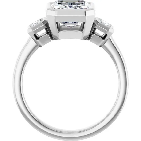 Bezel-Set Three-Stone Engagement Ring Image 2 J. Thomas Jewelers Rochester Hills, MI