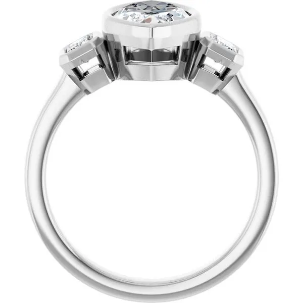 Bezel-Set Three-Stone Engagement Ring Image 2 Stuart Benjamin & Co. Jewelry Designs San Diego, CA