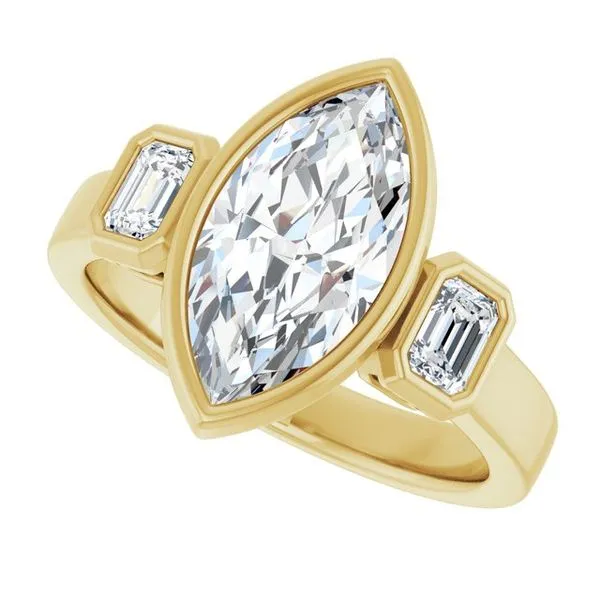 Bezel-Set Three-Stone Engagement Ring Image 5 Jimmy Smith Jewelers Decatur, AL