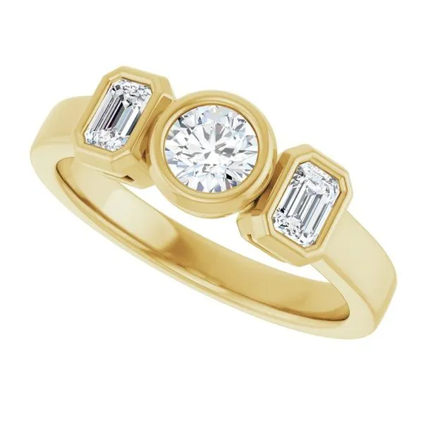 Bezel-Set Three-Stone Engagement Ring Image 5 Clater Jewelers Louisville, KY