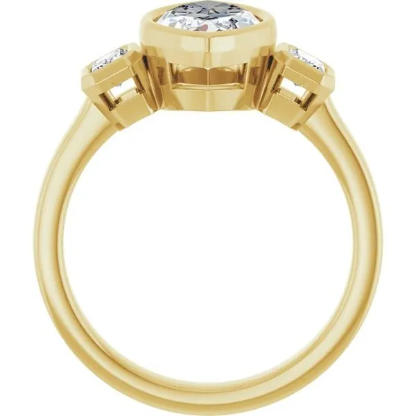 Bezel-Set Three-Stone Engagement Ring Image 2 Hudson Valley Goldsmith New Paltz, NY